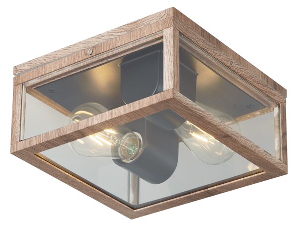 Plafoniera industriale stampa legno IP44 2 luci - Charlois
