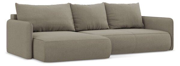 Divano angolare beige allungabile/con contenitore (con penisola a sinistra) Nanea – Makamii