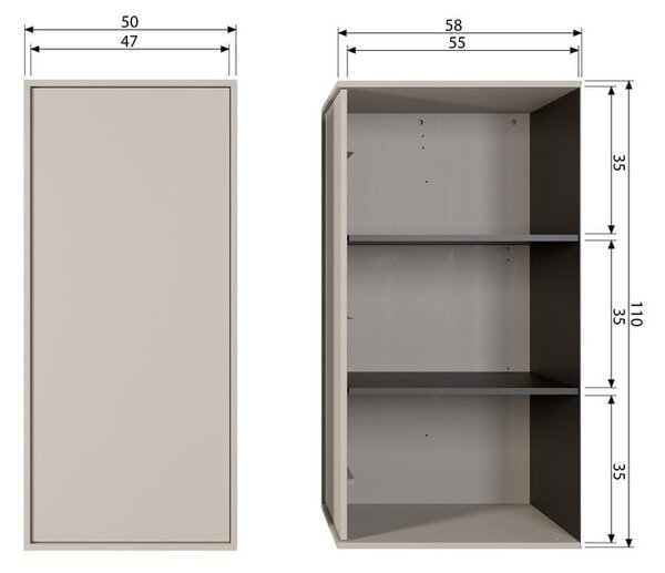 Armadio modulare in legno di pino crema 50x110 cm Daily - vtwonen