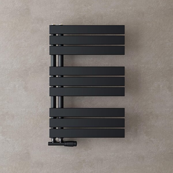 Doporro Radiatore da Bagno 76x50cm, Radiatore Piatto Termoarredo da Bagno Riscaldamento Elettrico o da Acqua Calda FN Portasciugamani in Acciaio, Antracite