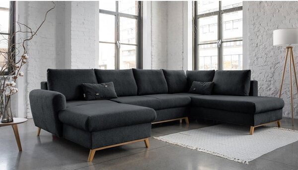 Divano letto a U grigio scuro, angolo destro Scandic Lagom - Miuform