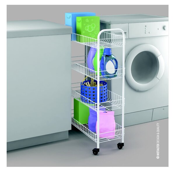 Scaffale mobile in metallo bianco 23x84 cm - Metaltex