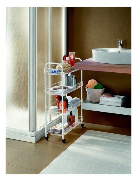Scaffale mobile in metallo bianco 23x84 cm - Metaltex