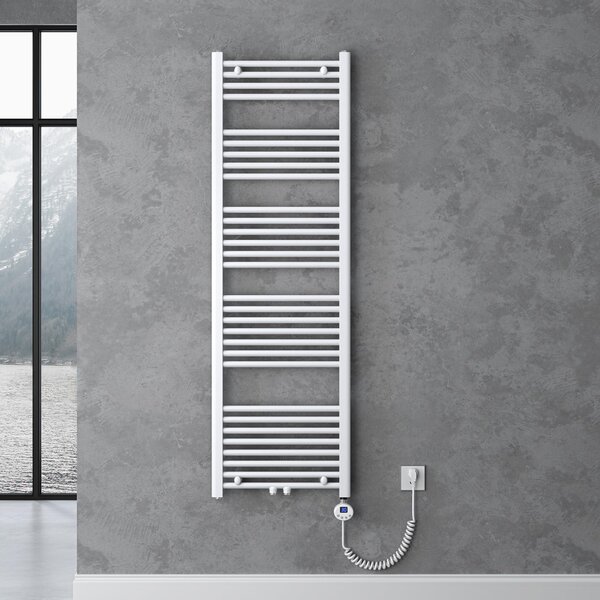Doporro Radiatore Piatto 160x50cm con Elemento Riscaldante 800W, Scaldasalviette da Bagno Termoarredo in Acciaio, Bianco, Riscaldamento Elettrico o ad Acqua Calda RHE