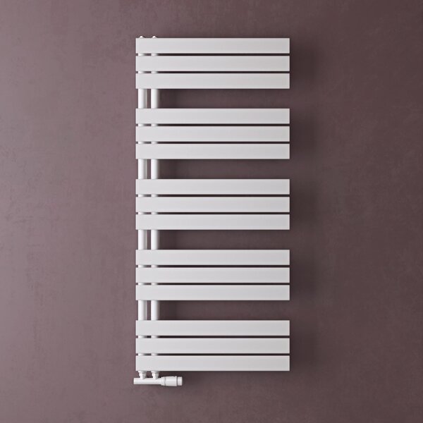 Doporro Radiatore da Bagno 131x60cm, Radiatore Piatto Termoarredo da Bagno Riscaldamento Elettrico o da Acqua Calda FN Portasciugamani in Acciaio, Bianco