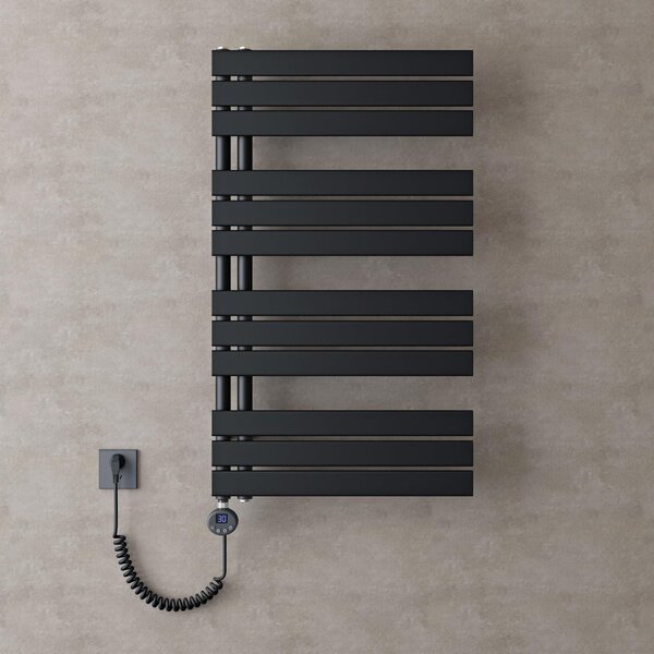 Doporro Scaldasalviette Elettrico Bagno con Termostato Digitale e Funzione Timer 104x60cm 800W Antracite, Termoarredo Elettrico Temperatura Regolabile, Radiatore da Parete Verticale - FN
