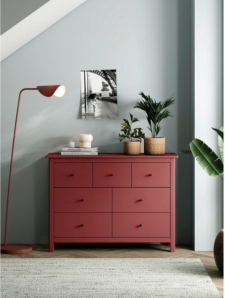 Cassettiera bassa rossa in legno di pino 110x80 cm Misti - Marckeric