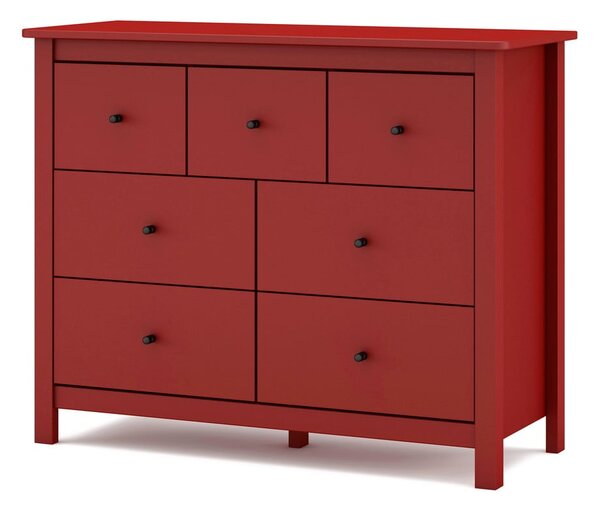 Cassettiera bassa rossa in legno di pino 110x80 cm Misti - Marckeric