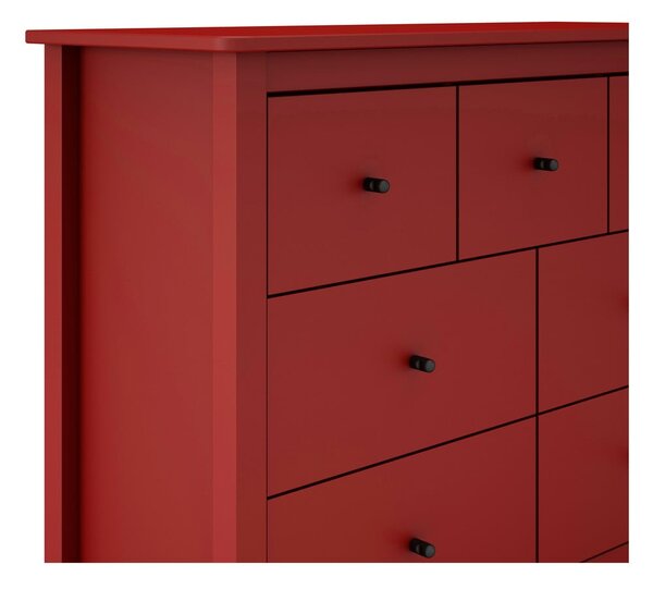 Cassettiera bassa rossa in legno di pino 110x80 cm Misti - Marckeric