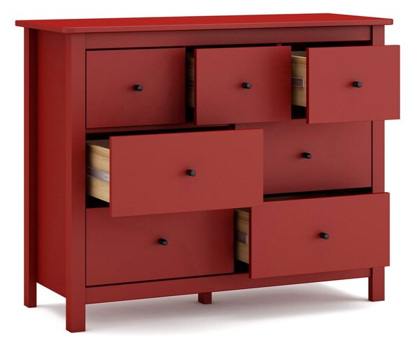 Cassettiera bassa rossa in legno di pino 110x80 cm Misti - Marckeric