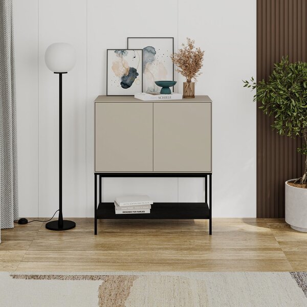 Mobile nero e crema 80x90x40 cm Amira - Marckeric