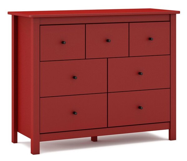 Cassettiera bassa rossa in legno di pino 110x80 cm Misti - Marckeric