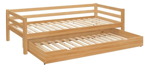 Letto da bambini estraibile di colore naturale in pino massiccio 90x200 cm Alpi – Støraa