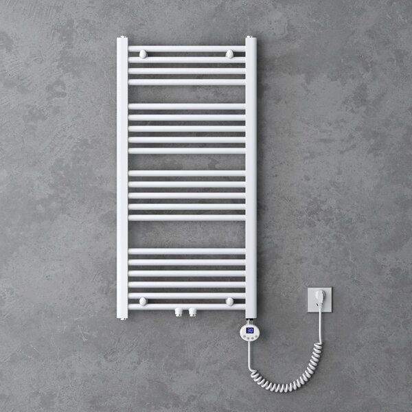 Doporro Radiatore Piatto 100x60cm con Elemento Riscaldante 600W, Scaldasalviette da Bagno Termoarredo in Acciaio, Bianco, Riscaldamento Elettrico o ad Acqua Calda RHE