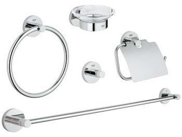 Grohe Essentials - Set accessori per il bagno 5 in 1, cromato 40344001