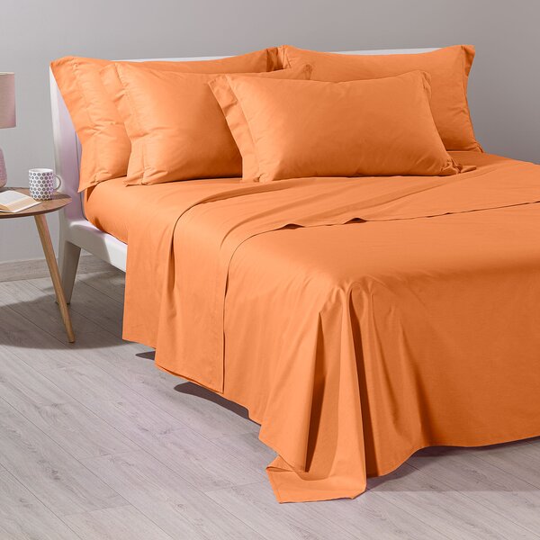 Completo Lenzuola In Cotone Cotone Tinta Unita Singolo Caleffi Tinta Unita Arancio Caleffi