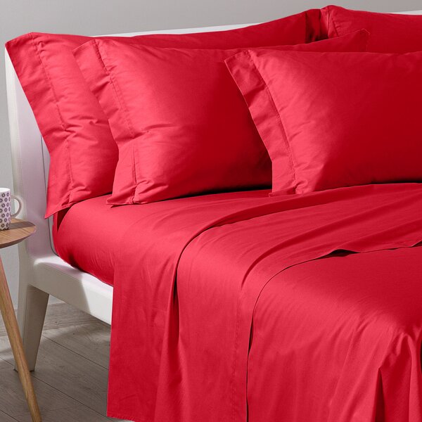Completo Lenzuola In Cotone Cotone Tinta Unita Singolo Caleffi Tinta Unita Rosso Caleffi
