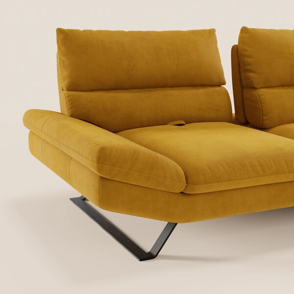 Eclipse Divano angolare con penisola e schienali traslanti in microfib