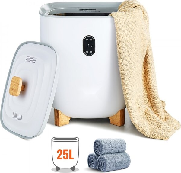 Scaldasalviette 25L con timer e schermo LED - riscaldamento uniforme - grande capacità - zona profumata - sicuro - materiale V0