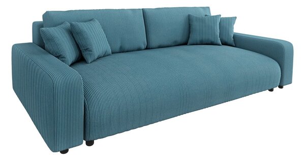 Divano turchese allungabile/con contenitore con rivestimento in velluto a coste 234 cm Sara – Ropez