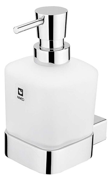 Nimco Kibo - Dispenser di sapone liquido con supporto, vetro opaco/cromo Ki 14031C-26