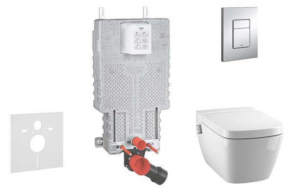 Grohe Uniset - Set per montaggio a parete, shower toilet e sedile Tece, placca di comando Skate Cosmo, Rimless, SoftClose, cromo 38643SET-KT