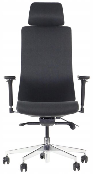 Sedia da ufficio girevole ergonomica AKCENT/F PLUS, base cromata, braccioli regolabili, seduta scorrevole (avanti-indietro), nero