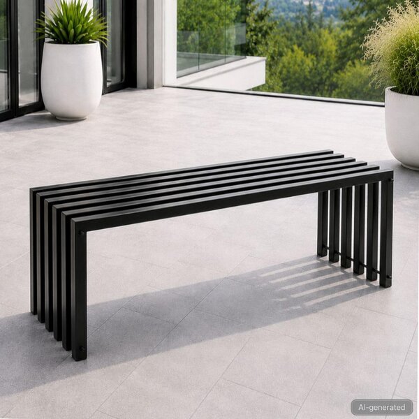 DanDiBo Panchina da giardino in metallo solido resistente alle intemperie nero 120 cm Ela Panchina moderna 96205 Panchina da parco in ferro a doghe