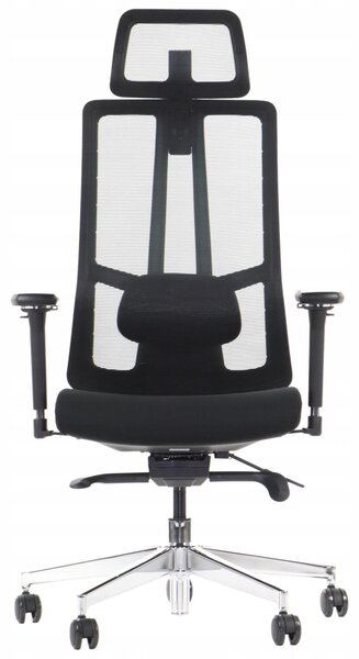Sedia da ufficio girevole ergonomica AKCENT/M PLUS, base cromata, braccioli regolabili, seduta scorrevole (avanti-indietro), nero