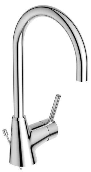 Ideal Standard CeraLine - Miscelatore da lavabo, con sistema di scarico e braccio di erogazione girevole, cromo BC195AA