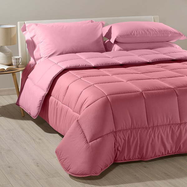 Trapunta In Cotone Bicolor Singolo Caleffi Tinta Unita Rosa Caleffi