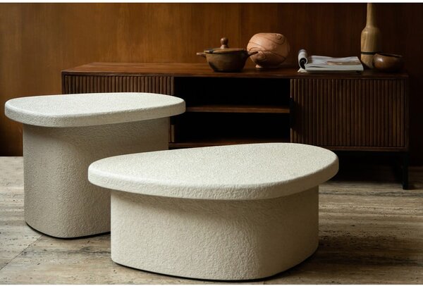 Tavolino da salotto beige con effetto marmo 49x74 cm Veda – Dutchbone