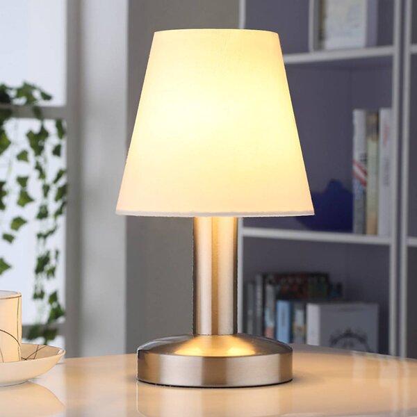 Lampada da tavolo Hanno Lindby, Bianco / Opale, Camera da letto, Tessuto / Stoffa / Seta, Moderno, Lampada da tavolo