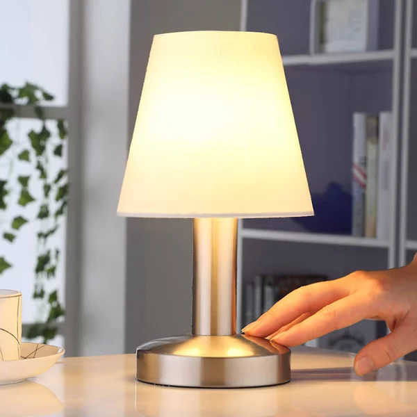 Lampada da tavolo Hanno Lindby, Bianco / Opale, Camera da letto, Tessuto / Stoffa / Seta, Moderno, Lampada da tavolo