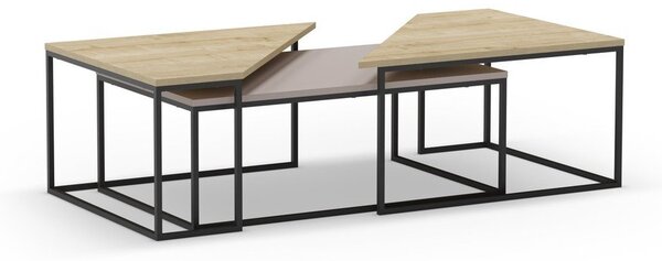 Set di tavolini da salotto con piano effetto rovere 3 pz 70x110 cm Titan – Marckeric