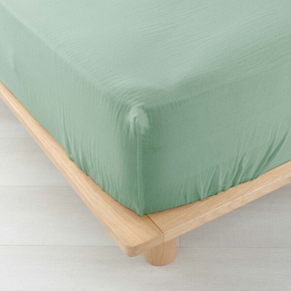 Telo di mussola elasticizzata verde chiaro 160x200 cm Angelia - douceur d'intérieur