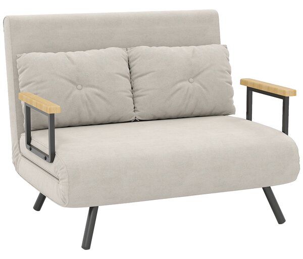 HOMCOM Divano Letto 3 in 1 in Tessuto Effetto Velluto con Schienale Regolabile e 2 Cuscini, 102x73x81 cm, Beige | Aosom Italy