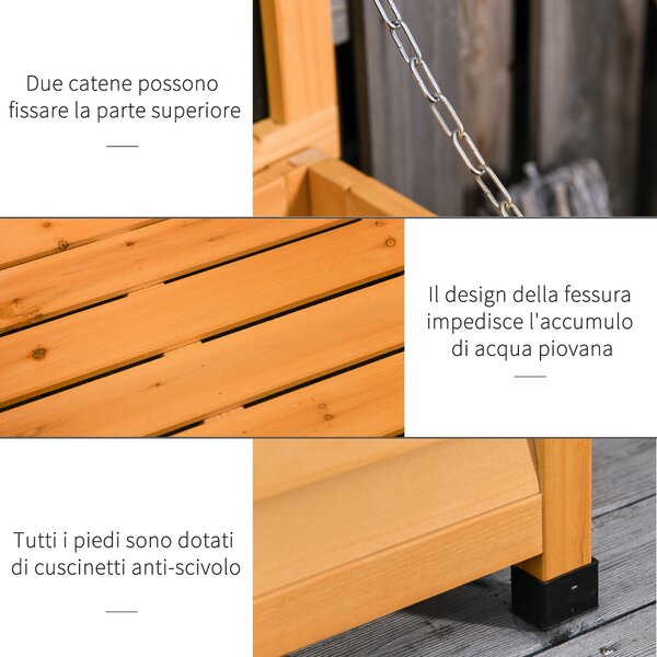 Outsunny Baule da Esterno in Legno di Abete Impermeabile con Base Rialzata, 127x56x60 cm, Giallo Scuro | Aosom Italy