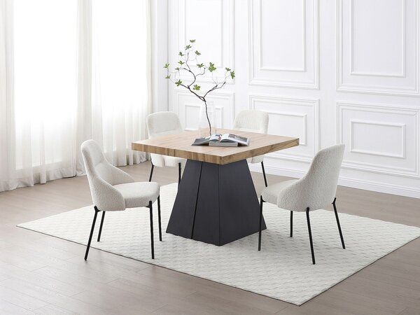 Tavolo da pranzo allungabile da 4 a 10 persone in MDF e Metallo Naturale e Nero - EMELIA
