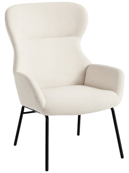 HOMCOM Poltrona Imbottita Moderna con Schienale Alto, Imbottitura Spessa, Gambe in Acciaio, Bianco Crema | Aosom Italy