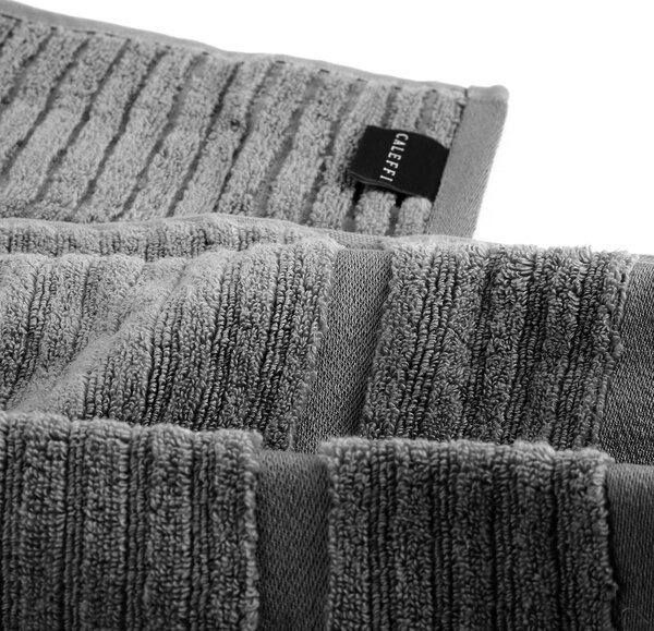 Asciugamano Con Ospite In Cotone Stripe Standard Spugnissima Tinta Unita Antracite Caleffi