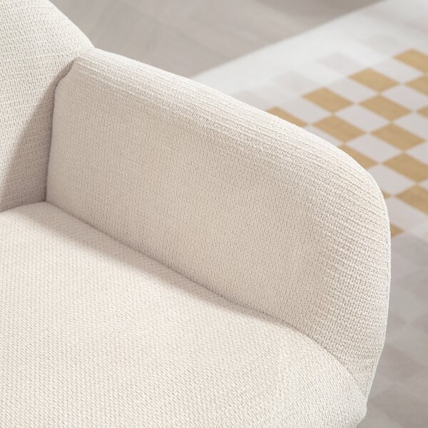 HOMCOM Poltrona Imbottita Moderna con Schienale Alto, Imbottitura Spessa, Gambe in Acciaio, Bianco Crema | Aosom Italy