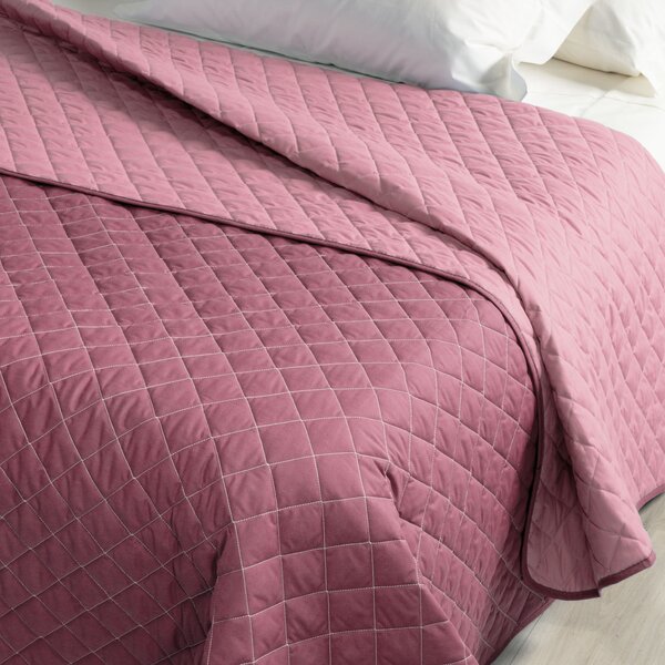 Copriletto Trapuntato In Cotone Mix Singolo Caleffi Tinta Unita Rosa Caleffi