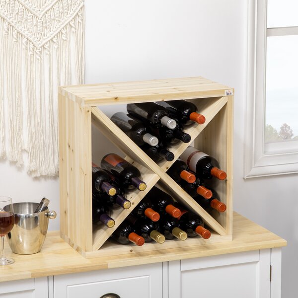 HOMCOM Mobiletto Portabottiglie per Vini e Liquori 24 Bottiglie, 4 Sezioni Legno Naturale, 50 x 26 x 50cm|Aosom