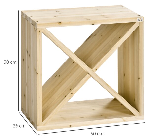 HOMCOM Mobiletto Portabottiglie per Vini e Liquori 24 Bottiglie, 4 Sezioni Legno Naturale, 50 x 26 x 50cm|Aosom