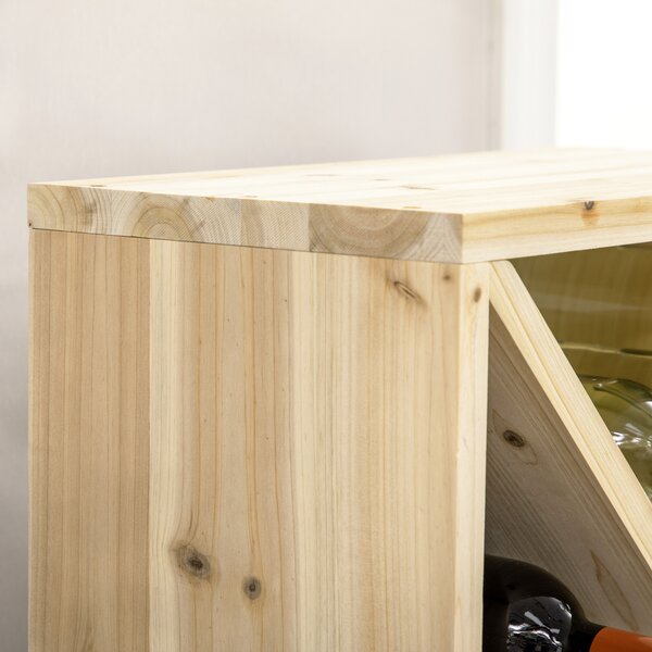 HOMCOM Mobiletto Portabottiglie per Vini e Liquori 24 Bottiglie, 4 Sezioni Legno Naturale, 50 x 26 x 50cm|Aosom