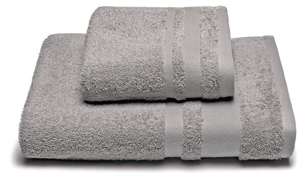 Asciugamano Con Ospite In Cotone Soft Standard Spugnissima Tinta Unita Grigio Caleffi