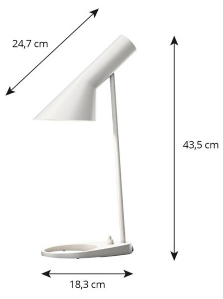 Louis Poulsen Lampada da tavolo AJ Mini, Bianco / Opale, Soggiorno / Sala da pranzo, Metallo, Design, Lampada da tavolo