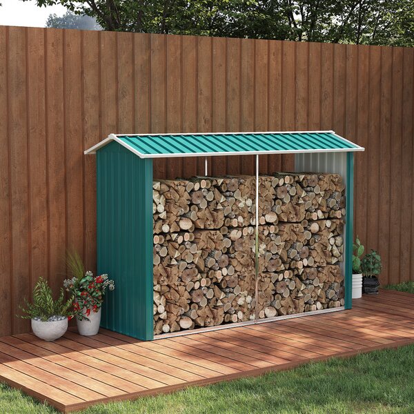 Outsunny Legnaia con Struttura in Acciaio Galvanizzato e Base rialzata, 240x 86x160cm, Verde|Aosom