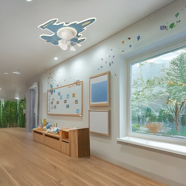 Plafoniera LED dimmerabile per bambini con ventilatore LED/63W/230V 3000/4000/6000K blu